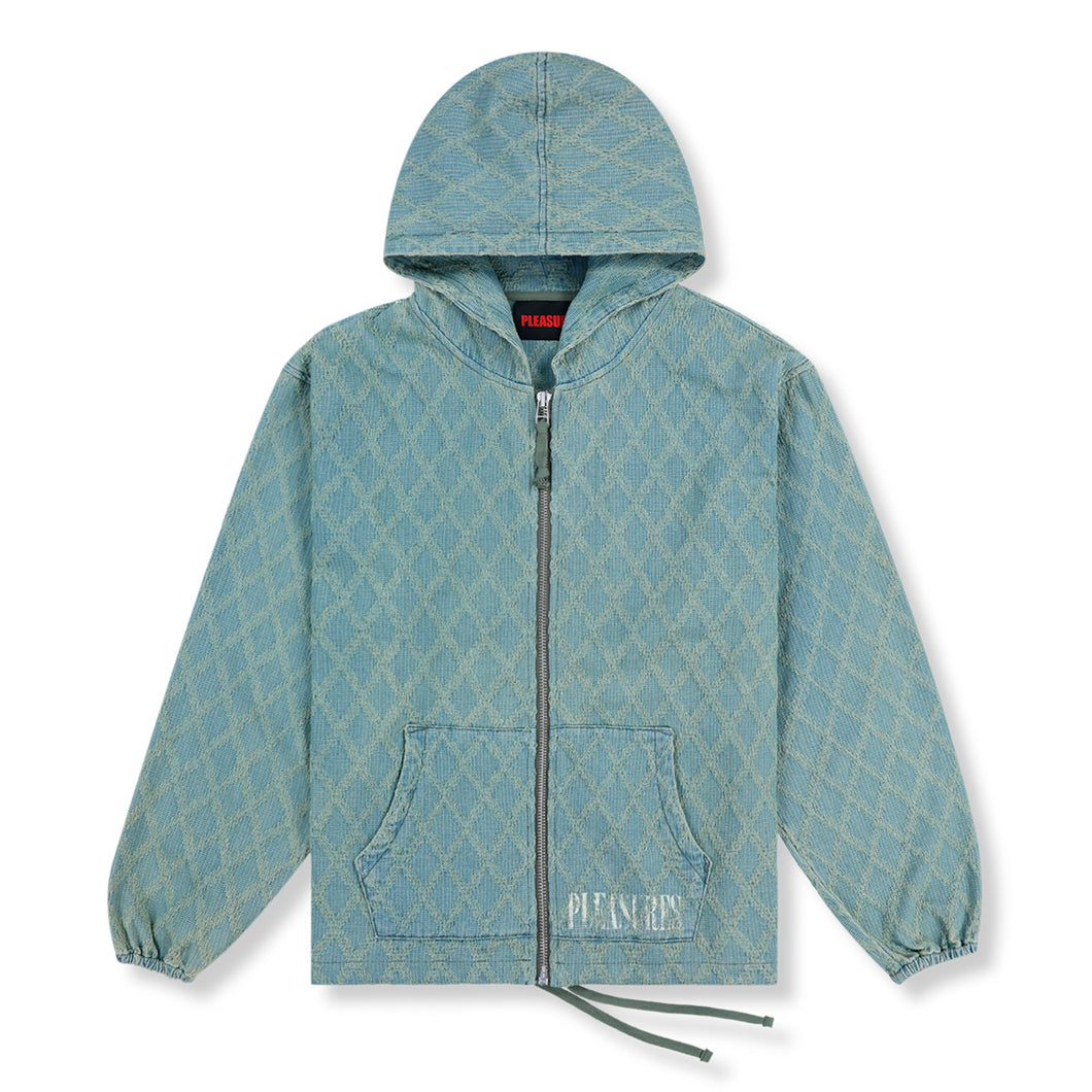 DIAMOND JACQUARD ZIP HOODIE LIGHT INDIGO