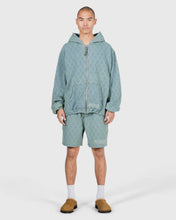 DIAMOND JACQUARD ZIP HOODIE LIGHT INDIGO