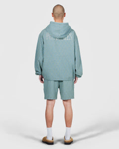DIAMOND JACQUARD ZIP HOODIE LIGHT INDIGO