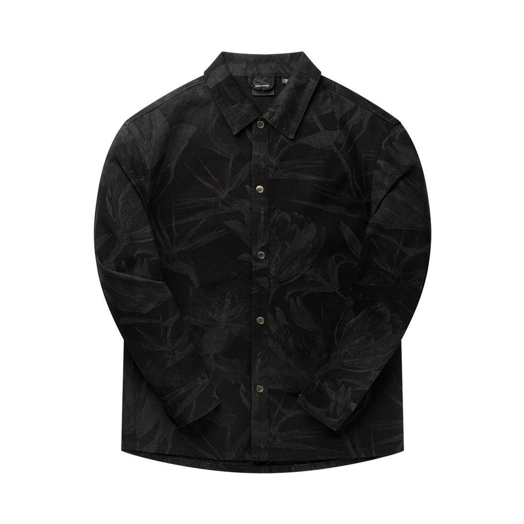 FLORAL LASER DENIM SHIRT BLACK