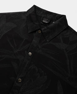 FLORAL LASER DENIM SHIRT BLACK