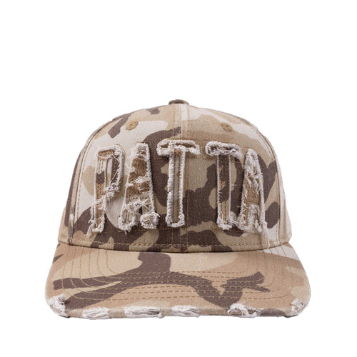 PATTA FRAYED WOODLAND CAMO SPORTS CAP SAND DOLLAR