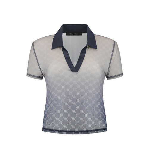 MESH MONOGRAM POLO SHIRT BLUE