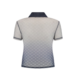 MESH MONOGRAM POLO SHIRT BLUE