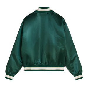 PATTA SCRIPT LOGO SATIN VARSITY JACKET BISTRO GREEN