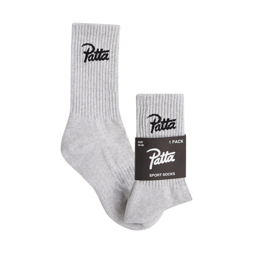 PATTA SCRIPT LOGO SPORTS SOCKS MELANGE GREY