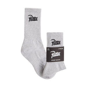 PATTA SCRIPT LOGO SPORTS SOCKS MELANGE GREY
