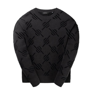 TEVIN MONOGRAM KNIT SWEATER BLACK