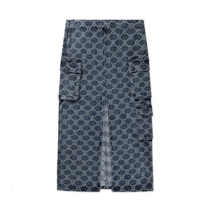 ZORA DENIM CARGO SKIRT BLUE