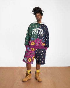 PATTA FLORAL PATCHWORK HOODED SWEATER MULTI