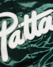 PATTA SCRIPT LOGO SATIN VARSITY JACKET BISTRO GREEN
