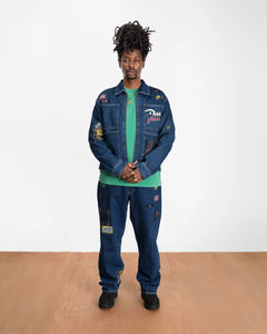 PATTA WHOLE LOTTA LABELS DENIM JACKET LIGHT BLUE