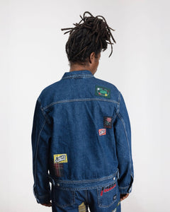 PATTA WHOLE LOTTA LABELS DENIM JACKET LIGHT BLUE
