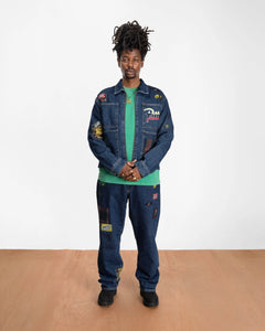 PATTA WHOLE LOTTA LABELS DENIM PANTS LIGHT BLUE