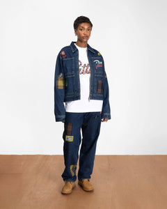 PATTA WHOLE LOTTA LABELS DENIM PANTS LIGHT BLUE